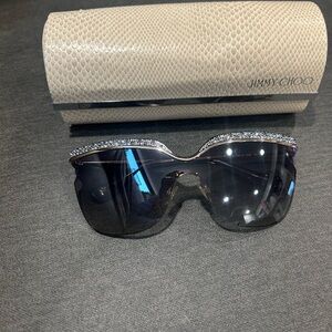 Jimmy Choo Black and Silver Oversized Sunglasses